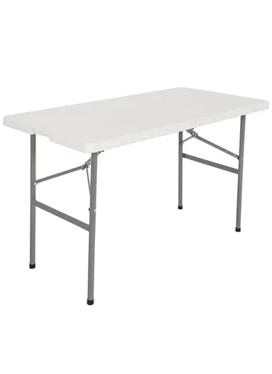 122cm Foldable Portable Easy-to Setup Multiple Use Centerfold Table HQ-Z122 (L122 x W60 x H74)cm - White