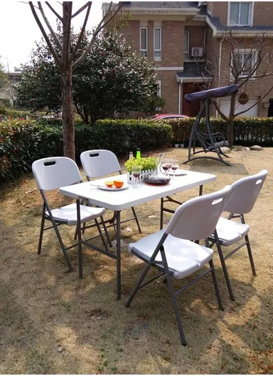 122cm Foldable Portable Easy-to Setup Multiple Use Centerfold Table HQ-Z122 (L122 x W60 x H74)cm - White