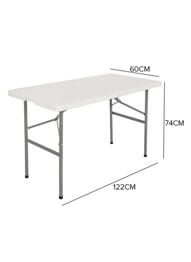 122cm Foldable Portable Easy-to Setup Multiple Use Centerfold Table HQ-Z122 (L122 x W60 x H74)cm - White