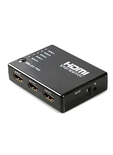 HDMI Switch 5 to 1 With Remote Control, Magic Eye &amp; USB Cable 
