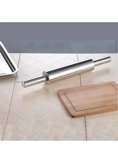 43cm Stainless Steel Rolling Pin Non-stick Pastry Dough Baking Kitchen Tool-Style D