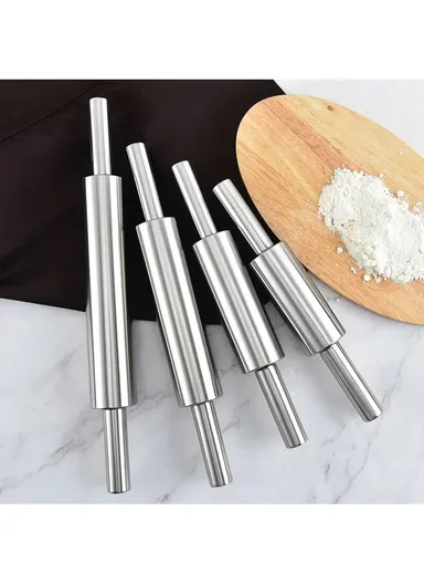 43cm Stainless Steel Rolling Pin Non-stick Pastry Dough Baking Kitchen Tool-Style D
