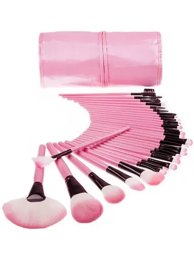 32PCS Professional Pink Makeup Brushes Cosmetic Set Wood Handle with Case