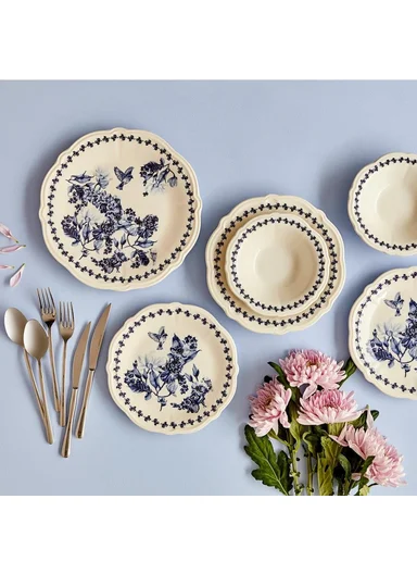 24 Pieces Vanessa Stoneware Dinner Set - Blue