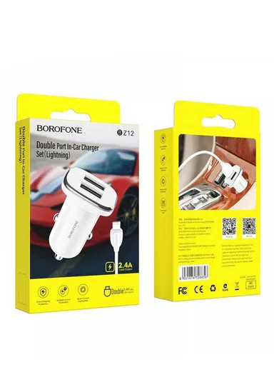 2.4A Double Port Car Charger With 1Meter Lightning Cable BZ12
