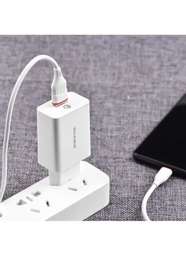 18W Quick Charger Single Port Wall Charger Adapter with Type-C Charging Cable 3A BA21A