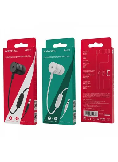 Universal Earphones with Mic 3.5mm Plug 1.2m BM31