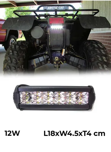 12-White LED 12V 12W 18cm High Power OFF Road Driving Waterproof Light Bar (L18 x W4.5 x T4)cm