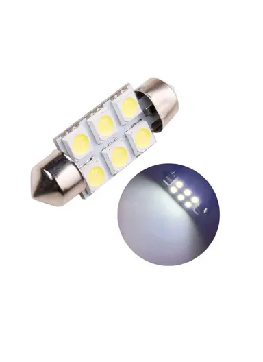 6-SMD 0.36W White LED 36mm Universal Car Interior LED Light Bulb- 10PCS