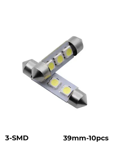 3-SMD 0.48W White LED 39mm Universal Car Interior LED Light Bulb - 10PCS