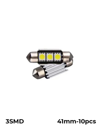 3-SMD 1.5W White LED 41mm Universal Car Interior LED Light Bulb with Built-in Heat Sink - 10PCS