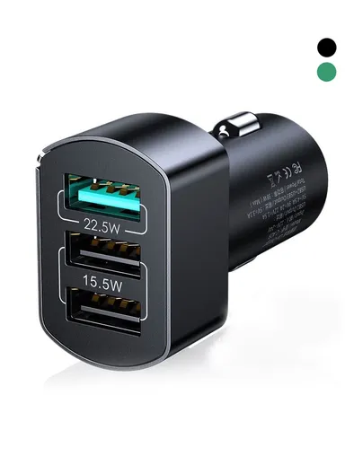 38W 3 USB Car Charger QC 3.0 3-Ports Fast Charger Car Phone Charging Adapter C-A19