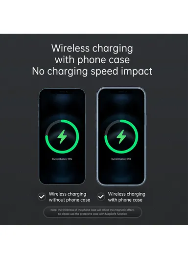 360 ° angle Car Air Vent Magnetic Wireless Charger JR-ZS240 - Black