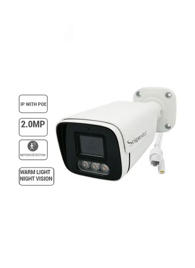 HD Infrared Water Proof Video Camera With Audio Bullet Shape F077BW IP Color Warm Light With POE 2MP