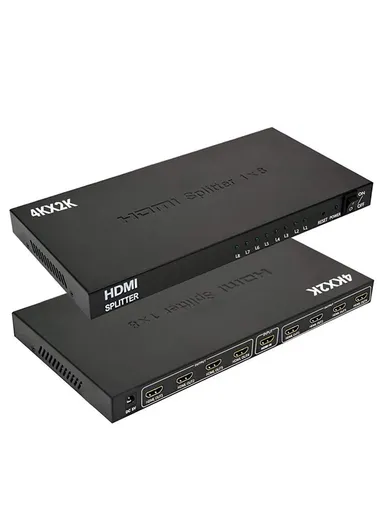 1 x 8 HDMI Splitter 4K x 2K One In Eight Out Powered 8 way HDMI Splitter Audio Video Distributor Amplifier With Charger Support Full HD