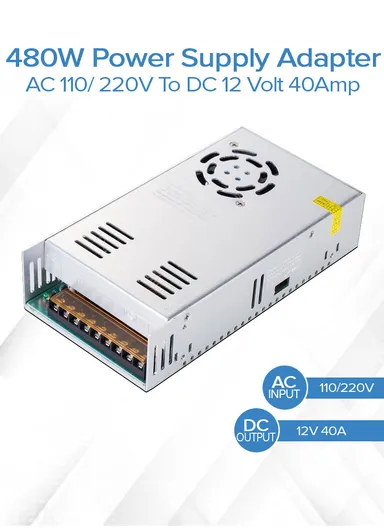  480W Power Supply Adapter AC 110/ 220V To DC 12 Volt 40Amp For CCTV Camera Lighting Project