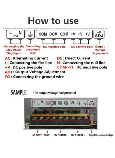  480W Power Supply Adapter AC 110/ 220V To DC 12 Volt 40Amp For CCTV Camera Lighting Project