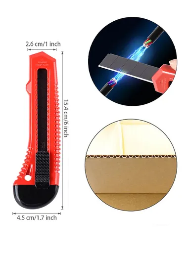 Xiong Guan XG Hand Tool Set: 0.8mm Thick Retractable Snap Off Utility Knife + Mini Flat Head Screwdriver + 1m Measuring Tape + Insulation Tape 