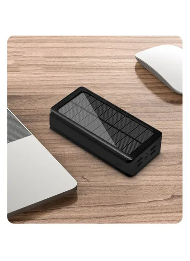 30000mAh Portable Solar Power Charger with 32LEDs, Multifunctional Emergency 4 USB Port Power Bank PS-900 (L16 x W8 x T3)cm - Black 