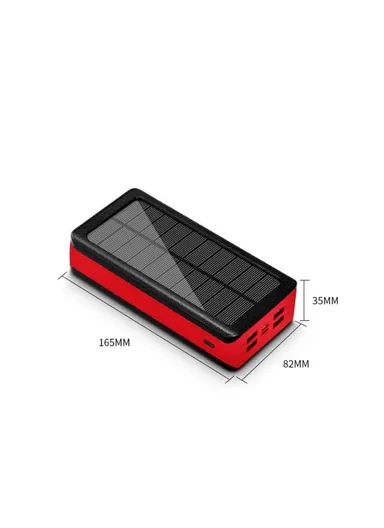 30000mAh Portable Solar Power Charger with 32LEDs, Multifunctional Emergency 4 USB Port Power Bank PS-900 (L16 x W8 x T3)cm - Black 