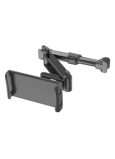 Foldable Car Mobile Phone Holder Tablet Stand Adjustable Back Seat Headrest Mount Bracket - Black