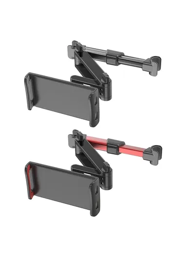 Foldable Car Mobile Phone Holder Tablet Stand Adjustable Back Seat Headrest Mount Bracket - Black