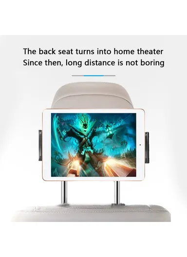 Foldable Car Mobile Phone Holder Tablet Stand Adjustable Back Seat Headrest Mount Bracket - Black