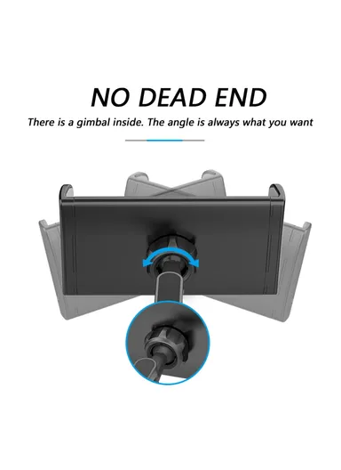 Foldable Car Mobile Phone Holder Tablet Stand Adjustable Back Seat Headrest Mount Bracket - Black