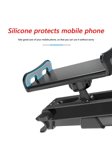Foldable Car Mobile Phone Holder Tablet Stand Adjustable Back Seat Headrest Mount Bracket - Black