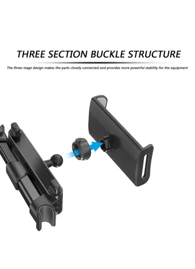 Foldable Car Mobile Phone Holder Tablet Stand Adjustable Back Seat Headrest Mount Bracket - Black