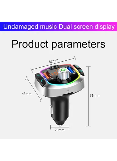 18W Multifunction Bluetooth Car FM Transmitter MP3 Player PD+QC3.0 Car Charger BC63