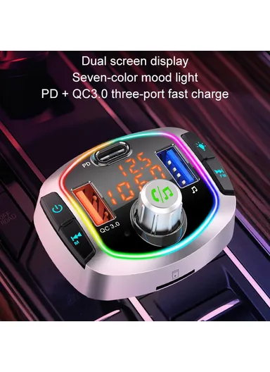 18W Multifunction Bluetooth Car FM Transmitter MP3 Player PD+QC3.0 Car Charger BC63