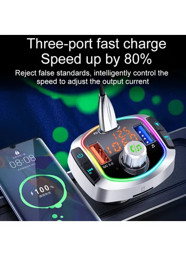18W Multifunction Bluetooth Car FM Transmitter MP3 Player PD+QC3.0 Car Charger BC63