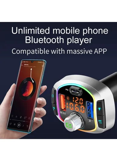 18W Multifunction Bluetooth Car FM Transmitter MP3 Player PD+QC3.0 Car Charger BC63