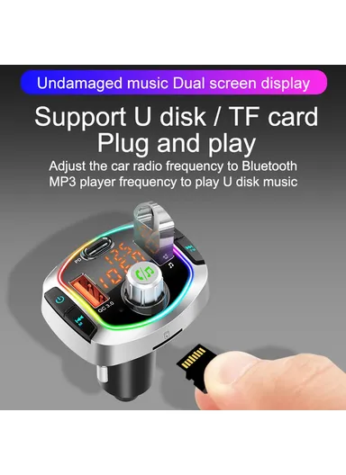 18W Multifunction Bluetooth Car FM Transmitter MP3 Player PD+QC3.0 Car Charger BC63