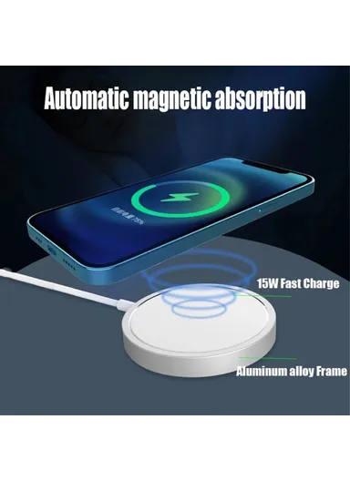 15W Cell Phone Magnetic Wireless Charger Round Qi Wireless Charging Dock