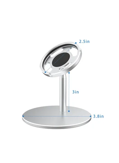 Desktop Phone Holder Bracket with Adjustable Angle for iPhone 12 Magsafe Magnetic Wireless Charger - Silver
