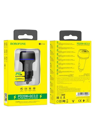 BZ14A QC 3.0 Dual Port PD20W Ambient Light In-Car Charger 