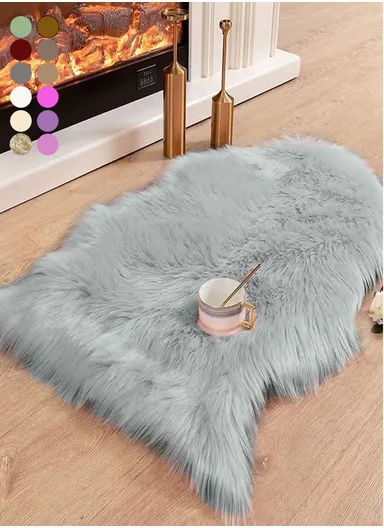 45x60cm Ultra Soft Acrylic Faux Sheepskin Fur Shaggy Rug  