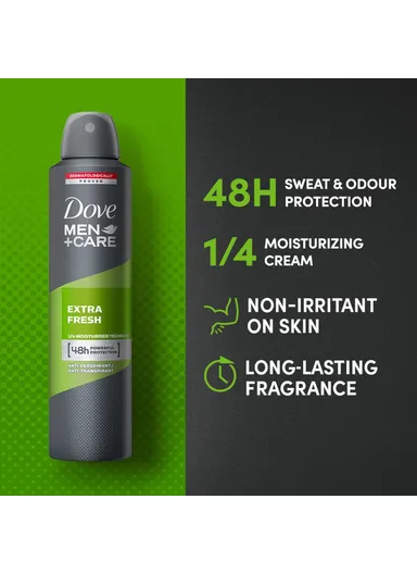 Extra Fresh Deodorant 1/4 Moisturiser Technology 48H Powerful Protection With Anti- Perspirant/ Anti- Transparent 250ML For Men