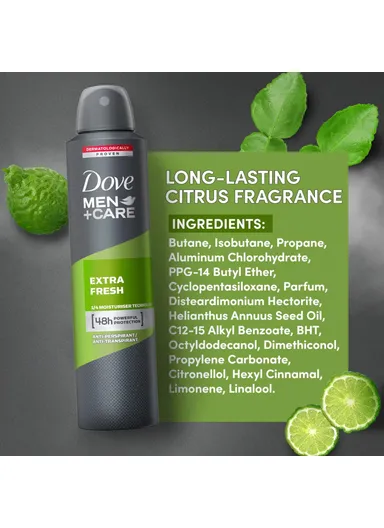 Extra Fresh Deodorant 1/4 Moisturiser Technology 48H Powerful Protection With Anti- Perspirant/ Anti- Transparent 250ML For Men