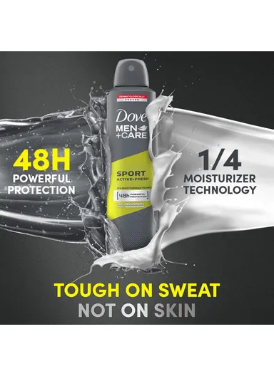 Sport Active + Fresh Deodorant 1/4 Moisturiser Technology 48H Powerful Protection With Anti- Perspirant/ Anti- Transparent 250ML For Men