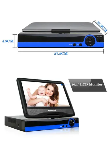 10.1" LCD Screen WiFi 8-Channel H.265 2.0MP WiFi NVR Kit With 8 Outdoor Waterproof 3.0MP Bullet Cameras XMEye