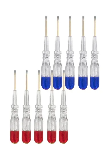 Plastic Welded 100-1000V Electrical Test 4mm Flat Head Screwdriver 10 Pieces Set