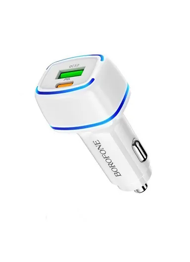 Borofone BZ14A Dual Port Ambient Light PD20W + QC3.0 Car Charger