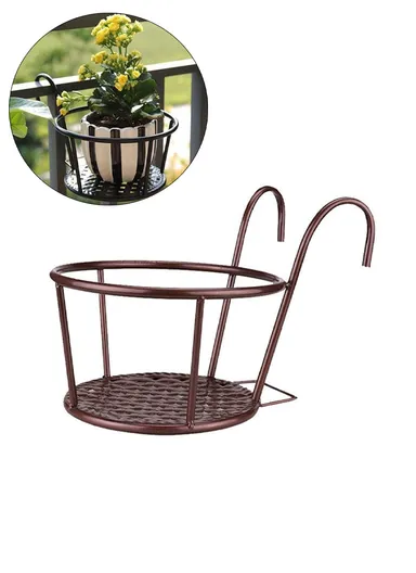 Planter Plant Basket Flower Pot Holder For Patio Balcony Porch Fence (L28 x W17 x H17)cm - Bronze