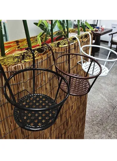 Basket Flower Pot Holder For Patio Balcony Porch Fence (L28 x W17 x H17)cm - White