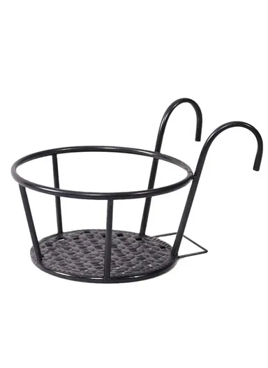 Basket Flower Pot Holder For Patio Balcony Porch Fence (L28 x W17 x H17)cm - White