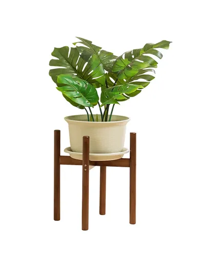Bamboo Wood Indoor Plant Flower Stand (L28 x W28 x H33)cm - S