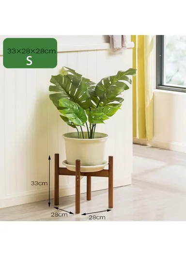 Bamboo Wood Indoor Plant Flower Stand (L28 x W28 x H33)cm - S